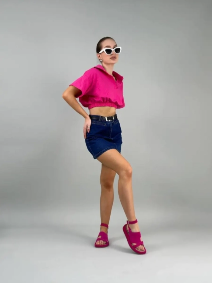 Босоніжки жіночі замшеві кольору фуксії фото 5 — интернет-магазин Tapok