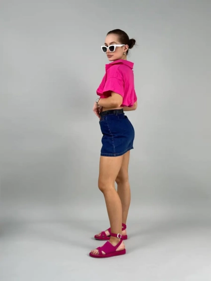 Босоніжки жіночі замшеві кольору фуксії фото 6 — интернет-магазин Tapok