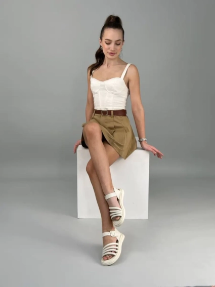 Босоніжки жіночі шкіряні молочного кольору фото 6 — интернет-магазин Tapok