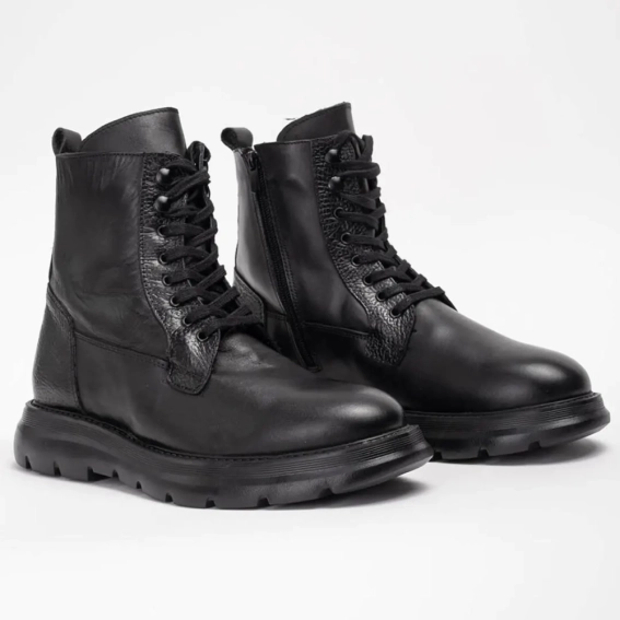 Ботинки мужские кожаные 342460  Fashion Черный фото 4 — интернет-магазин Tapok
