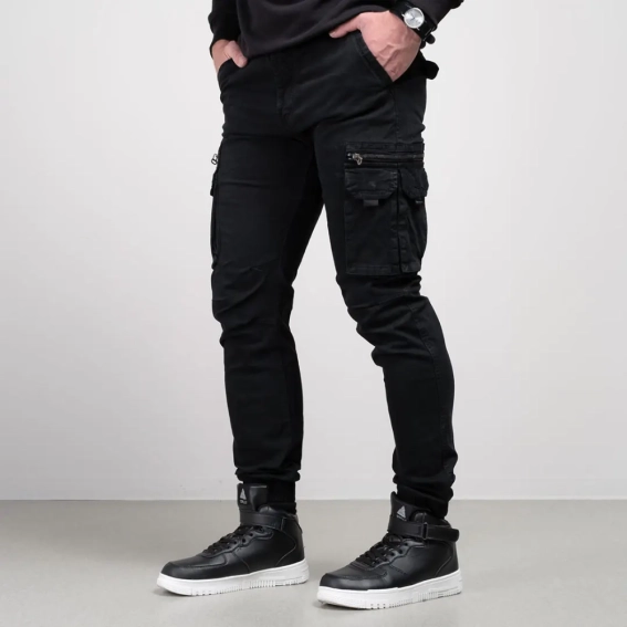 Штаны карго мужские 341887  Fashion Черный фото 2 — интернет-магазин Tapok