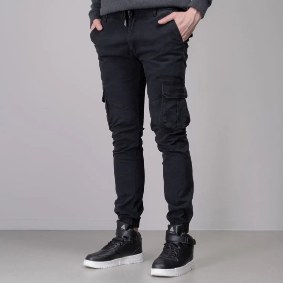 Штаны карго мужские 341886  Fashion Черный фото 3 — интернет-магазин Tapok