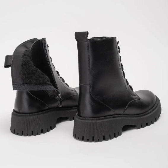 Ботинки женские зимние кожаные 342169  Fashion Черный фото 5 — интернет-магазин Tapok