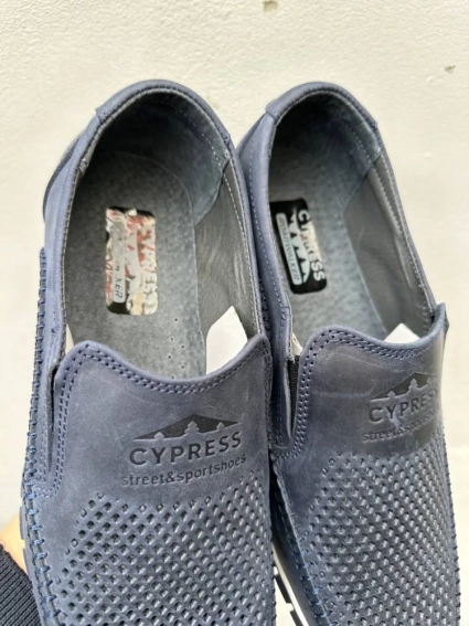 Мужские мокасины кожаные летние синие Cypress 4 ПЭРФ фото 3 — интернет-магазин Tapok