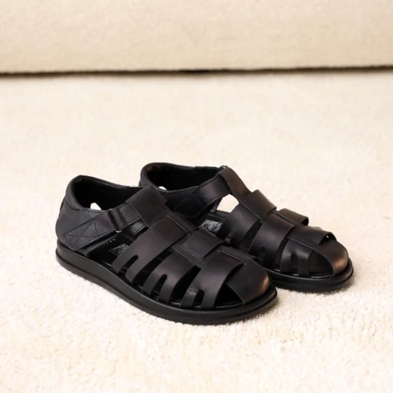 Сандали мужские кожаные 588957 Черные фото 8 — интернет-магазин Tapok