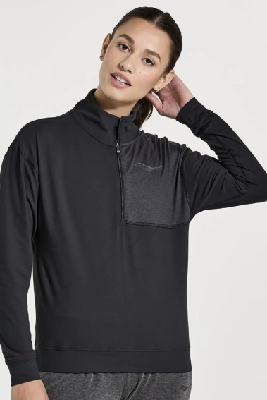 Кофта Saucony SUNDAY 1/4 ZIP 800394-BK фото 1 — интернет-магазин Tapok