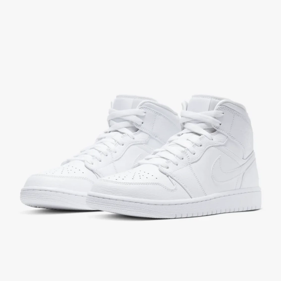 Кроссовки Jordan 1 Mid White (554724-130) 554724-130 фото 2 — интернет-магазин Tapok