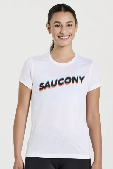 Футболка Saucony STOPWATCH GRAPHIC SHORT SLEEVE 800372-WHA2 фото 1 — интернет-магазин Tapok