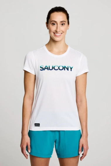 Футболка Saucony STOPWATCH GRAPHIC SHORT SLEEVE 800372-WHA3 фото 1 — интернет-магазин Tapok
