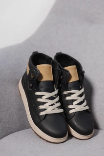 Подростковые ботинки кожаные зимние черные-матовые CrosSAV 322