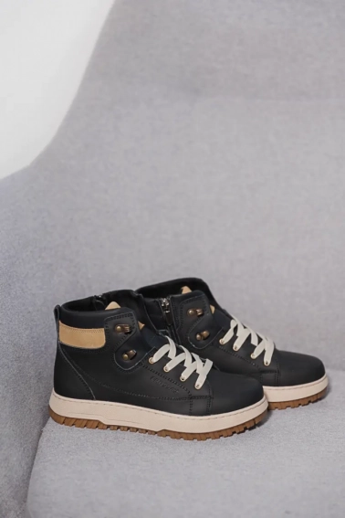 Підліткові черевики шкіряні зимові чорні-бежеві CrosSAV 322 фото 2 — інтернет-магазин Tapok