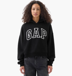 Худые Gap Relaxed Mini-Logo Cropped Hoodie Black 430514011