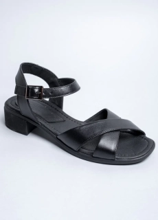 Босоножки женские кожаные 343047  Fashion Черный