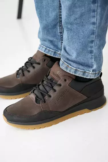 Чоловічі кросівки шкіряні весняно-осінні коричневі-чорні Emirro 95 фото 5 — інтернет-магазин Tapok