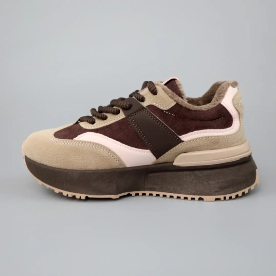 Кросівки жіночі утеплені 589530 Бежеві коричневі фото 3 — інтернет-магазин Tapok