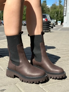 Челси женские кожаные коричневые демисезонные