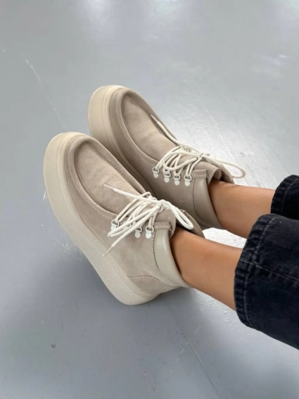 Черевики женские замшевые песочные демисезонные фото 17 — интернет-магазин Tapok