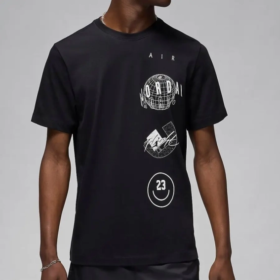 Чоловіча футболка NIKE M Jordan BRAND LOGO STACK SS CRW FN6027-010 фото 1 — інтернет-магазин Tapok