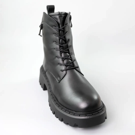 Ботинки женские кожаные мех 590438 Черные фото 9 — интернет-магазин Tapok