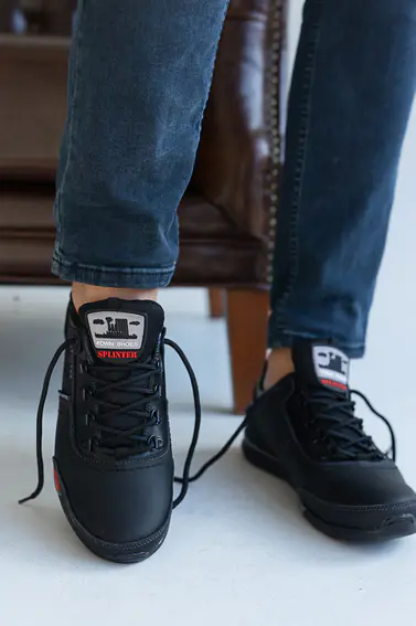 Чоловічі кросівки шкіряні весняно-осінні чорні Splinter Biom 9816 фото 6 — інтернет-магазин Tapok