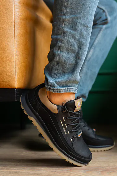 Чоловічі кросівки шкіряні весняно-осінні чорні Splinter Trend 1219 фото 4 — інтернет-магазин Tapok