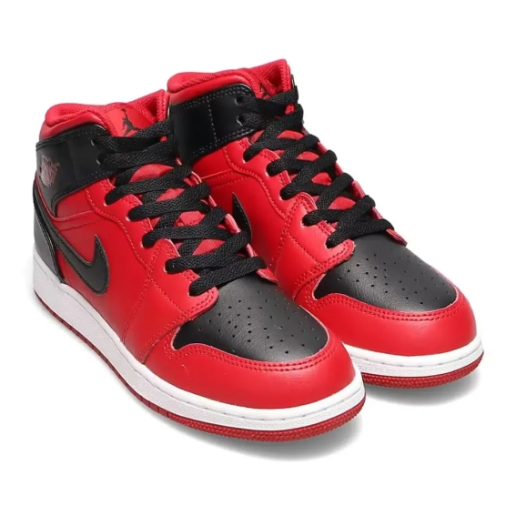 Кроссовки Air Jordan 1 Mid Reverse Bred 2021 (GS) 554725-660 фото 2 — интернет-магазин Tapok