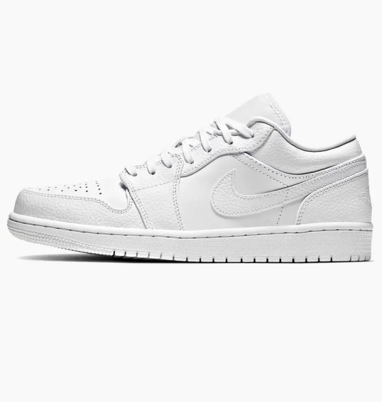 Кроссовки Jordan 1 Low Triple White Tumbled Leather 553558-130 фото 1 — интернет-магазин Tapok