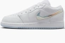 Кросівки Nike GS Air Jordan 1 Low White Ice Blue Glitter Swoosh FQ9112-100 Фото 1