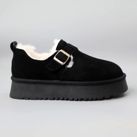 Угги женские замшевые мех 590922 Черные фото 1 — интернет-магазин Tapok