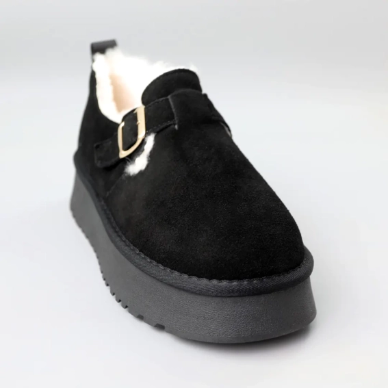 Угги женские замшевые мех 590922 Черные фото 2 — интернет-магазин Tapok