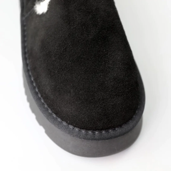 Угги женские замшевые мех 590922 Черные фото 4 — интернет-магазин Tapok