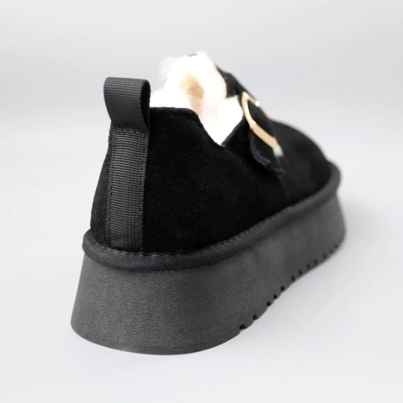 Угги женские замшевые мех 590922 Черные фото 6 — интернет-магазин Tapok