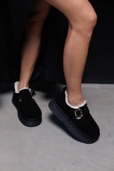 Угги женские замшевые мех 590922 Черные фото 7 — интернет-магазин Tapok