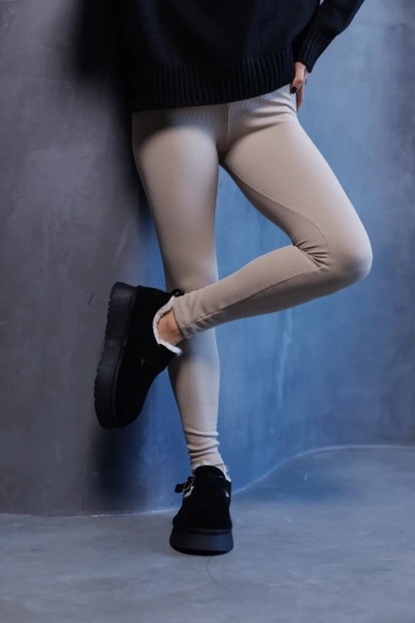 Угги женские замшевые мех 590922 Черные фото 14 — интернет-магазин Tapok