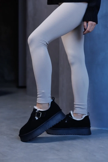 Угги женские замшевые мех 590922 Черные фото 15 — интернет-магазин Tapok