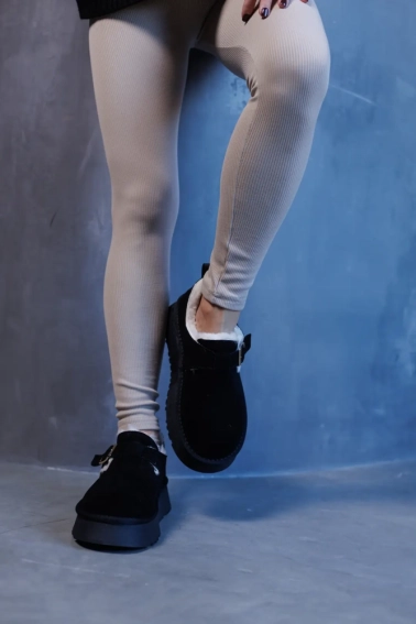 Угги женские замшевые мех 590922 Черные фото 16 — интернет-магазин Tapok