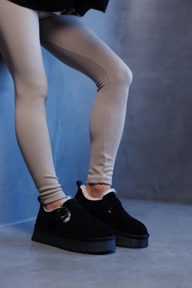 Угги женские замшевые мех 590922 Черные фото 17 — интернет-магазин Tapok