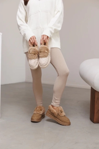 Угги женские кожаные мех 591120 Молочные фото 11 — интернет-магазин Tapok