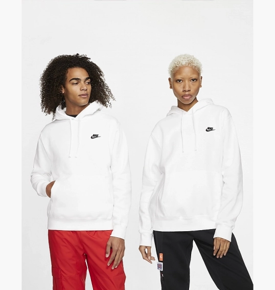 Nike white club hoodie sale