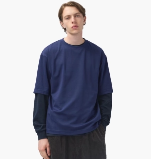 Футболка унісекс Uniqlo Airism Cotton Oversized Crew Neck Half-Sleeve T-Shirt Blue 465185-69