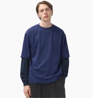 Футболка унісекс Uniqlo Airism Cotton Oversized Crew Neck Half-Sleeve T-Shirt Blue 465185-69 L 465185-69