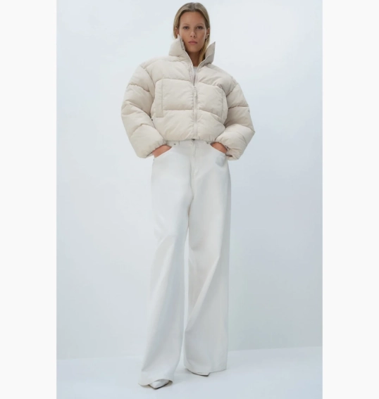 Пуховик жіночий H&M Short Puffer Jacket Beige 1228408005 S 1228408005 фото 2 — інтернет-магазин Tapok