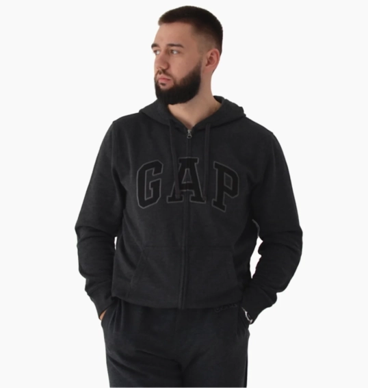 Толстовка Gap Logo Zip Hoodie Grey 218871801 L 218871801 фото 1 — інтернет-магазин Tapok