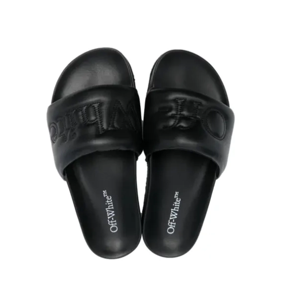 Шлепанцы OFF-WHITE BOOKISH LEATHER SPONGE SLIDER OWIT001S23LEA0011010 фото 2 — интернет-магазин Tapok