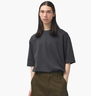 Футболка унісекс Uniqlo Airism Cotton Oversized Crew Neck Half-Sleeve T-Shirt Grey 465185-07