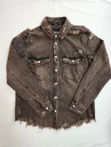 Свитшот zara OVERDYED DENIM OVERSHIRT brown 1538/370/099 фото 1 — интернет-магазин Tapok