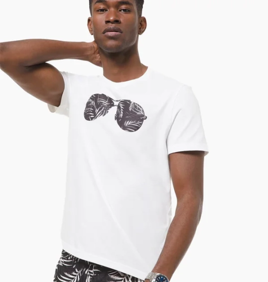 Футболка Michael Kors Paisley Aviator Graphic T-Shirt white CF2516XFV4 фото 1 — інтернет-магазин Tapok
