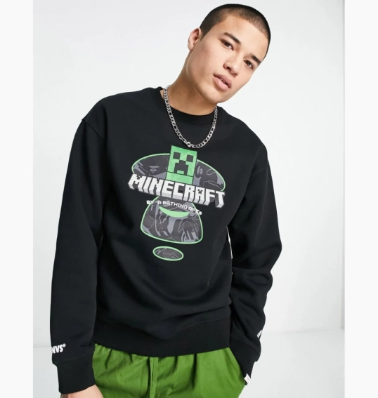 Кофта AAPE By A Bathing Ape x Minecraft logo sweatshirt in black AAP SE M9564XX фото 2 — інтернет-магазин Tapok