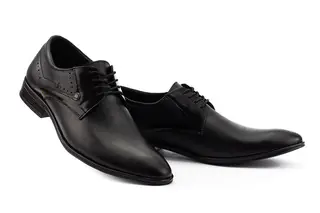 Мужские туфли кожаные весна/осень черные Slat 19440 на шнурках