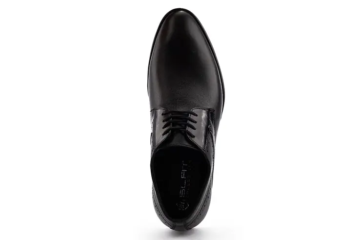 Мужские туфли кожаные весна/осень черные Slat 19440 на шнурках фото 4 — интернет-магазин Tapok